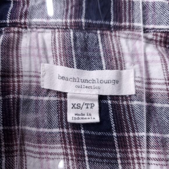 BeachLunchLounge Plaid Pullover Wmns XS 3/4 Button Up Collared Pockets Beachy - Picture 9 of 11